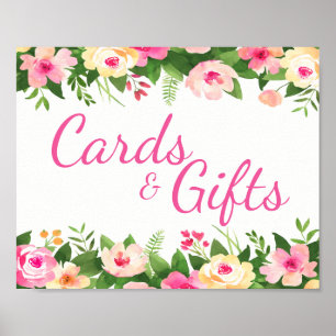 Poster Cadeaux Cartes Rose Fleurs Aquarelle Enterrement d
