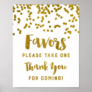 Poster Cadeaux Confettis Dorés Panneau Merci D'être Venus