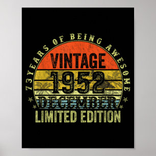 Poster Cadeaux d'anniversaire pour hommes de 73 ans Décem