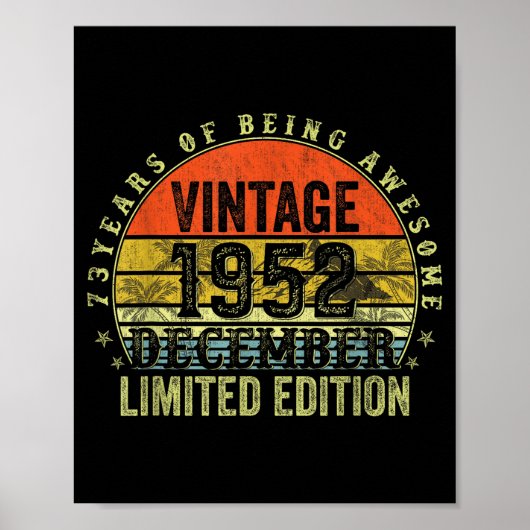 Poster Cadeaux d'anniversaire pour hommes de 73 ans Décem (Devant)
