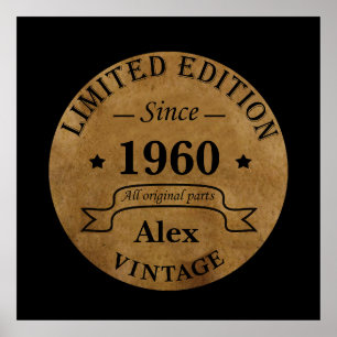 Poster Cadeaux d'anniversaire vintages personnalisés