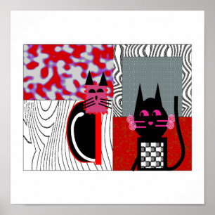 Poster Cadeaux d'art Amoureux de les chats noirs