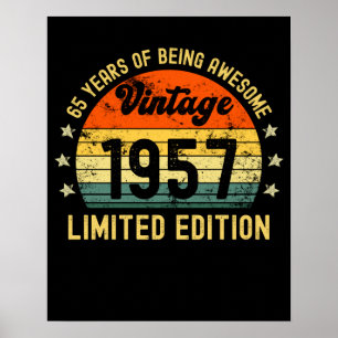 Poster Cadeaux de 65e anniversaire vintage 1957 édition l