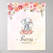 Poster Cadeaux de Baby Shower Éléphant Bébé (Devant)