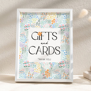 Poster Cadeaux de Baby shower Floral moderne et signe de
