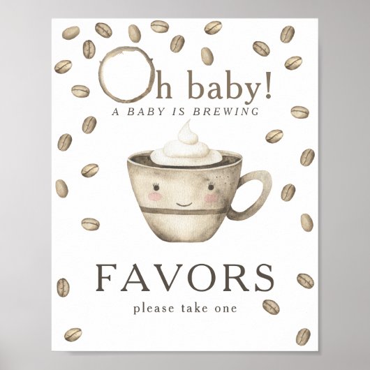 Poster Cadeaux de baby shower pour la préparation du café (Devant)