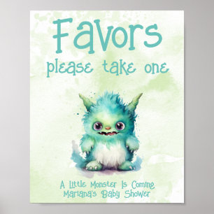 Poster Cadeaux de Baby Shower pour Petit Garçon Monstre