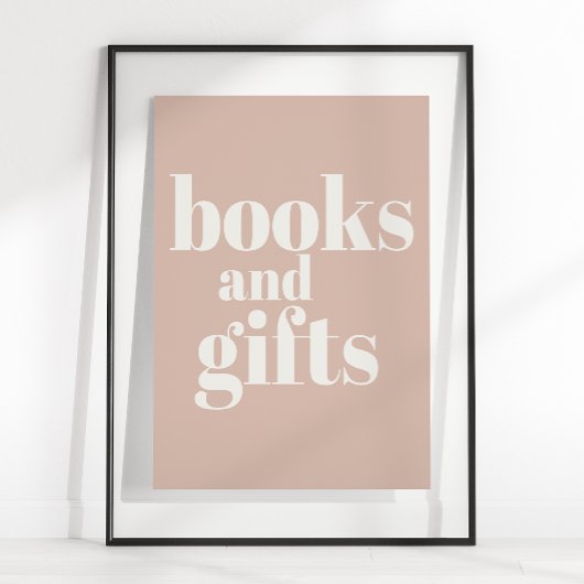 Poster Cadeaux de Baby Shower Typographie en Grès Rose