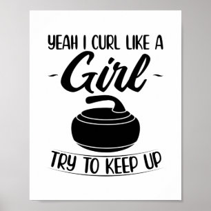 Poster Cadeaux de curling pour filles Coach de l'équip