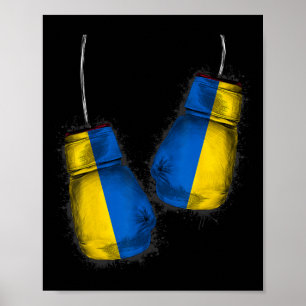 Poster Cadeaux de fans de boxeurs ukrainiens Drapeau Gant