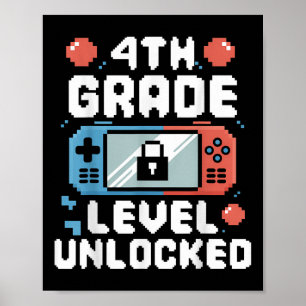 Poster Cadeaux de jeux vidéo débloqués de niveau 4e année