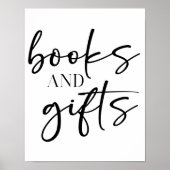 Poster Cadeaux de livres de Baby Shower de script simple (Devant)
