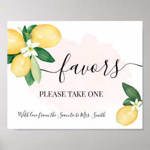 Poster Cadeaux de mariage Lemons Pink Bridal Wedding