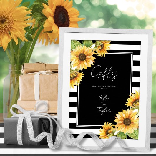 Poster Cadeaux de mariage minimalistes Tournesol Rayure n