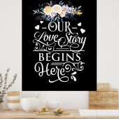 Poster Cadeaux de mariage | Notre histoire d'amour commen (Cuisine)