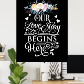 Poster Cadeaux de mariage | Notre histoire d'amour commen (Bureau à domicile)