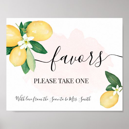 Poster Cadeaux de mariage rose Citrons Un prends s'il vou (Devant)
