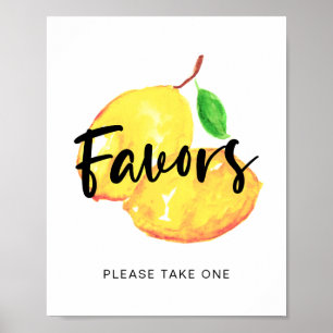 Poster cadeaux de mariage thème aquarelle citron pancarte
