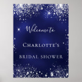 Poster Cadeaux de Mariée bleu argent paillettes scintille (Devant)