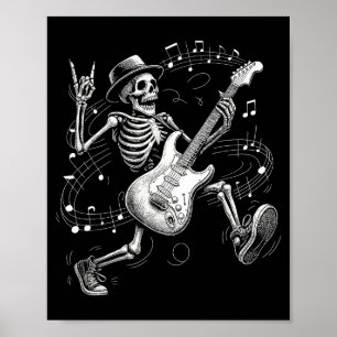 Poster Cadeaux de musique de squelette jouant de la guita