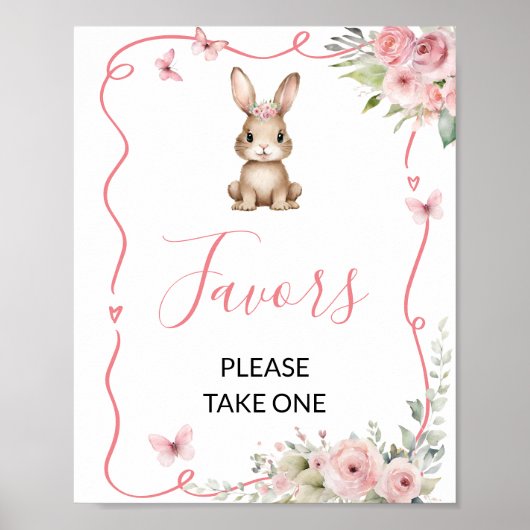 Poster Cadeaux de Naissance Fille Lapin Mignon (Devant)