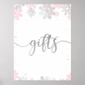 Poster Cadeaux de neige rose hiver (Devant)