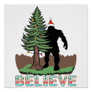 Poster Cadeaux de Noël Bigfoot pour Croyez Bigfoot