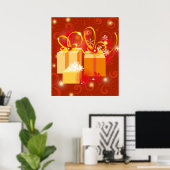Poster Cadeaux de Noël rouge et or (Bureau à domicile)