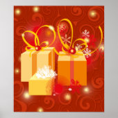 Poster Cadeaux de Noël rouge et or (Devant)