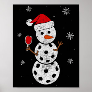 Poster Cadeaux De Snowman De Santa Hat Pour Pickleball Fu