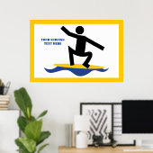 Poster Cadeaux de surf, surfer sur sa planche de surf (Bureau à domicile)