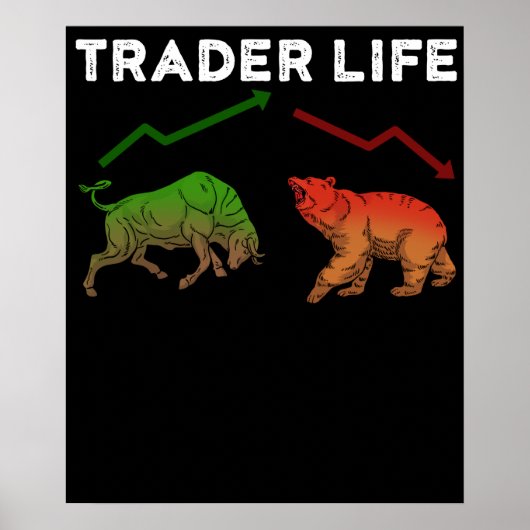 Poster Cadeaux de Trader d'Actions Trading de Jour Marché (Devant)