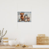 Poster Cadeaux de vache Highland bleue d'hiver (Cuisine)