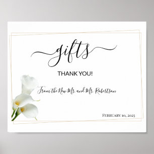 Poster Cadeaux Douche Mariage Vert Calla Lily Signal