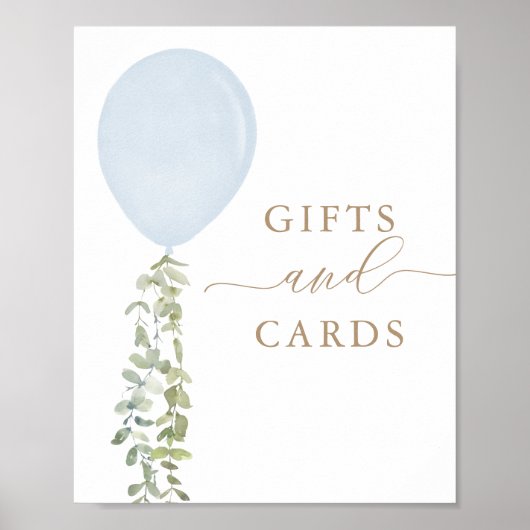 Poster Cadeaux et cartes Signe Bleu Ballons Baby shower g (Devant)