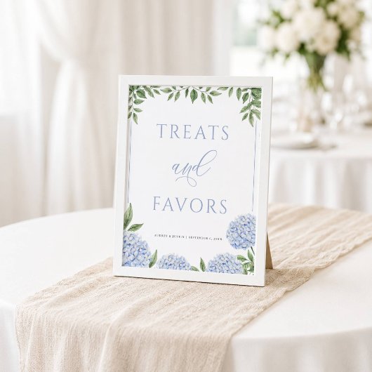 Poster Cadeaux et friandises de mariage Hydrangea Bleue