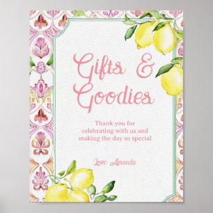 Poster Cadeaux & Friandises Signe Rose Jaune Lemon Douche