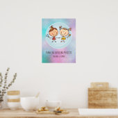 Poster Cadeaux mignons BFF Besties Kawaii pour filles et (Cuisine)