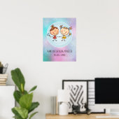 Poster Cadeaux mignons BFF Besties Kawaii pour filles et (Bureau à domicile)