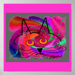 Poster Cadeaux noirs d'art d'amoureux de les chats