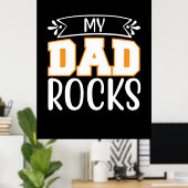 Poster Cadeaux papa | Mon père Rocks (Bureau à domicile)