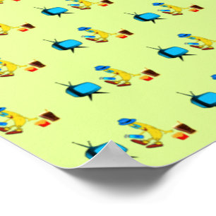 Poster Cadeaux pour amateur de bananes regardant la télév