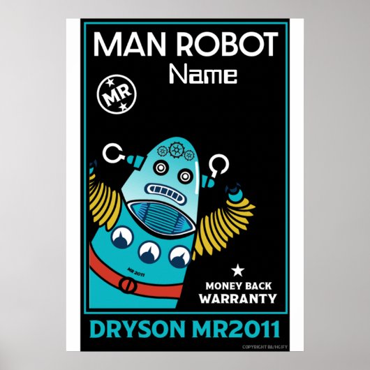 Poster Cadeaux Robot Pour Anniversaire Ou Carré Mariage (Devant)