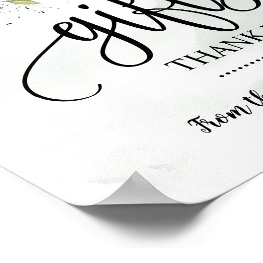 Poster Cadeaux signe douche mariage réception eucalyptus (Coin)