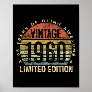 Poster Cadeaux vintages 1960 Édition limitée de 65 ans 65