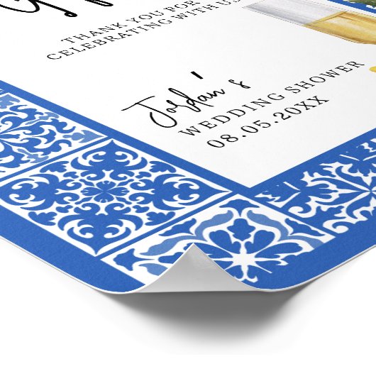 Poster Cadeaux Wedding showers citrons et carreaux médite (Coin)