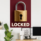 Poster Cadenas doré de luxe LOCKED Mode (Bureau à domicile)