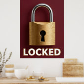 Poster Cadenas doré de luxe LOCKED Mode (Cuisine)