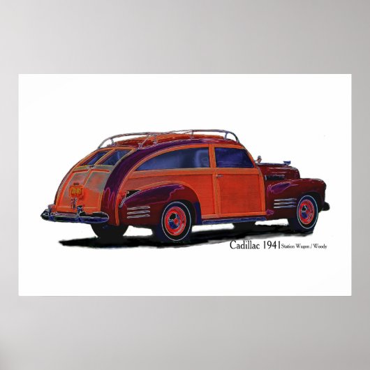 Poster Cadillac 1941 Station Wagon / Woody (Devant)