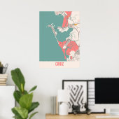 Poster Cadix - Espagne Chalk City Map (Bureau à domicile)